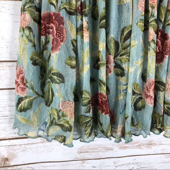 Denim & Supply aqua floral lace stretch mini skirt - Picture 5 of 7